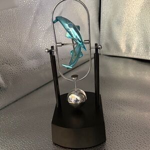 Kinetic Perpetual Art Dolphin Motion Mobile Sculpture with Black Base